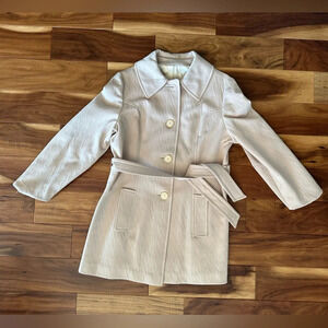Vintage Cream Belted Peacoat size Medium